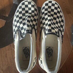 Vans black and white classic checkered slip on shoes (W size 8 or M size 6.5)